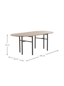 Ovaler Esstisch Vejby aus Eichenholz, Tischplatte: Eichenholz, Beine: Metall, lackiert, Eichenholz, B 210 x H 75 cm