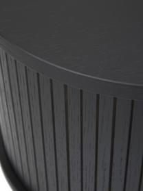 Houten tv-meubel Calary met geribde voorzijde, Frame: middeldichte vezeplaat (M, Poten: massief eikenhout, FSC-ge, Hout, zwart gelakt, B 138 x H 55 cm