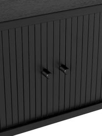 Credenza bassa con fronte scanalato Calary, Gambe: legno massiccio di querci, Nero, Larg. 138 x Alt. 55 cm