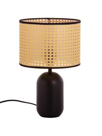 Lámpara de mesa con tejido vienés Vienna, Pantalla: plástico, Cable: tela, Negro, marrón claro, Ø 25 x Al 40 cm