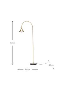 Lampada ad arco Pipe, Paralume: metallo rivestito, Struttura: metallo rivestito, Base della lampada: marmo, Dorato, nero, marmorizzato, Larg. 60 x Alt. 168 cm