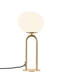 Lampa stołowa ze szkła opalowego Shapes, Stelaż: metal szczotkowany, Kremowobiały, odcienie mosiądzu, Ø 22 x W 47 cm
