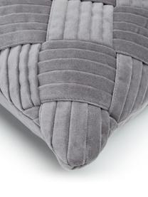 Samt-Kissenhülle Sina mit Strukturmuster, Samt (100 % Baumwolle), Grau, B 45 x L 45 cm
