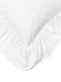 Gewaschener Baumwoll-Kopfkissenbezug Louane mit Rüschen, 100 % Baumwolle
Fadendichte 200 TC, Comfort Qualität

Bettwäsche aus Baumwolle fühlt sich auf der Haut angenehm weich an, nimmt Feuchtigkeit gut auf und eignet sich für Allergiker.

Durch ein besonderes Waschungsverfahren erhält der Stoff eine robuste, unregelmäßige Stonewash-Optik. Außerdem wird der Stoff dadurch weich und geschmeidig im Griff und erhält eine natürliche Knitter-Optik, die kein Bügeln erfordert und Gemütlichkeit ausstrahlt.

Das in diesem Produkt verwendete Material ist schadstoffgeprüft und zertifiziert nach STANDARD 100 by OEKO-TEX®, 4265CIT, CITEVE, Weiß, B 40 x L 80 cm