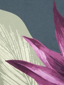 Taies d'oreiller réversible en satin de coton Flora, 2 pièces, 50 x 70 cm, Gris foncé, motif botanique, larg. 50 x long. 70 cm
