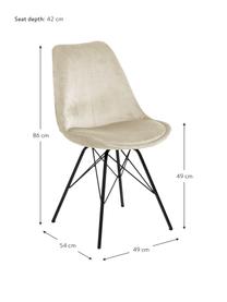 Sedia imbottita in velluto con gambe in metallo Eris 2 pz, Rivestimento: velluto di poliestere Con, Gambe: metallo verniciato a polv, Velluto beige, Larg. 49 x Prof. 54 cm