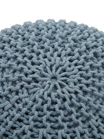 Pouf a maglia fatto a mano Dori, Rivestimento: 100% cotone, Petrolio, Ø 55 x Alt. 35 cm