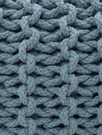Pouf a maglia fatto a mano Dori, Rivestimento: 100% cotone, Petrolio, Ø 55 x Alt. 35 cm