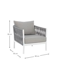 Fauteuil lounge de jardin Florencia, Gris, blanc, larg. 80 x prof. 85 cm