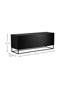 Mueble TV Lyckeby, Estructura: tablero de fibras de dens, Patas: metal con pintura en polv, Madera pintado negro, An 140 x Al 54 cm