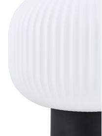 Lámpara de mesa pequeña de vidrio opalino Charles, Pantalla: vidrio opalino, Cable: cubierto en tela, Blanco opalino, negro, Ø 20 x Al 20 cm