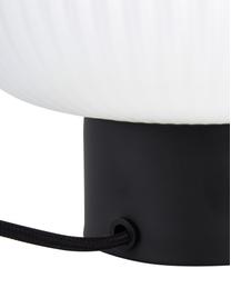 Lámpara de mesa pequeña de vidrio opalino Charles, Pantalla: vidrio opalino, Cable: cubierto en tela, Negro, blanco opalino, Ø 20 x Al 20 cm