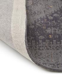 Handgeweven chenille vloerkleed Neapel in vintage stijl, Bovenzijde: 95% katoen, 5% polyester, Onderzijde: 100% katoen, Grijs, B 120 x L 180 cm (maat S)