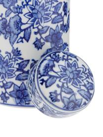 Kleine Deckelvase Annabelle aus Porzellan, Porzellan, Weiß, Blau, Ø 8 x H 14 cm