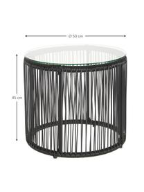 Tavolino in materiale sintetico intrecciato Bahia, Struttura: alluminio verniciato a po, Nero, Ø 50 x Alt. 45 cm