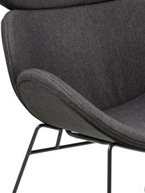 Moderne loungefauteuil Cazar in donkergrijs, Bekleding: polyester, Frame: gepoedercoat metaal, Geweven stof donkergrijs, B 69  x D 79 cm