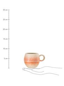 Handgemachte Tasse Paula mit effektvoller Glasur, Steingut, Orange, Cremefarben, Ø 9 x H 8 cm