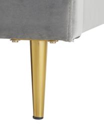 Lit capitonné velours gris Glamour, Revêtement : gris Pieds : couleur dorée, brillant, 180 x 200 cm