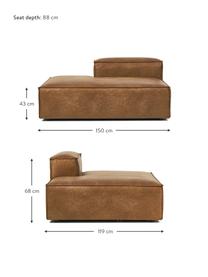 Modulo-Chaise longue in pelle riciclata Lennon, Rivestimento: pelle riciclata (70 % pel, Rivestimento: imbottitura in schiuma co, Pelle marrone, Larg. 150 x Alt. 68 cm, schienale a destra
