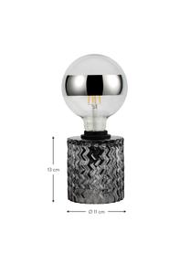 Kleine Tischlampe Crystal Smoke aus grauem Glas, Lampenfuß: Glas, Grau, Ø 11 x H 13 cm
