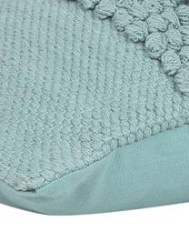 Poszewka na poduszkę z frędzlami Monika, 100% bawełna, Szałwiowy zielony, S 30 x D 50 cm