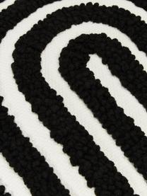 Bestickte Baumwoll-Kissenhülle Vahid mit Hoch-Tief-Struktur, Bezug: 100 % Baumwolle, Schwarz, Cremeweiß, B 45 x L 45 cm
