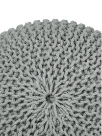 Handgefertigter Strickpouf Dori in Hellgrau, Bezug: 100% Baumwolle, Webstoff Grau, Ø 55 x H 35 cm