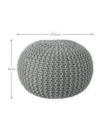 Handgefertigter Strickpouf Dori, Bezug: 100% Baumwolle, Grau, Ø 55 x H 35 cm
