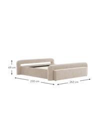 Lit matelassé Komoro, Tissu beige, larg. 160 x long. 200 cm