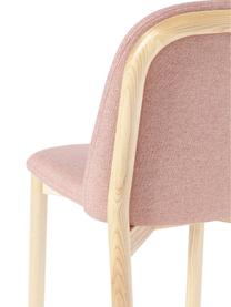 Chaise en bois avec rembourrage Julie, Tissu rose, bois de frêne clair, larg. 47 x haut. 81 cm