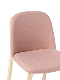 Chaise en bois avec rembourrage Julie, Tissu rose, bois de frêne clair, larg. 47 x haut. 81 cm