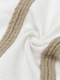 Housse de coussin rectangulaire pur coton Quasten, 100 % coton, Blanc, beige, larg. 40 x long. 60 cm