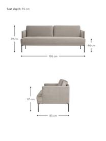 Sofá de terciopelo Fluente (3 plazas), Tapizado: terciopelo (poliéster de , Estructura: madera de pino maciza, Patas: metal con pintura en polv, Terciopelo beige, An 196 x F 85 cm