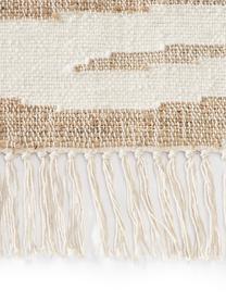 Tappeto a pelo corto con frange e motivo zebrato Ari, 55% juta, 25% cotone, 20% lana indiana, Beige, bianco crema, Larg. 120 x Lung. 180 cm (taglia S)