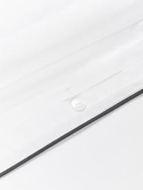 Taie d'oreiller en percale de coton avec passepoil Daria, Blanc, gris foncé, larg. 50 x long. 70 cm