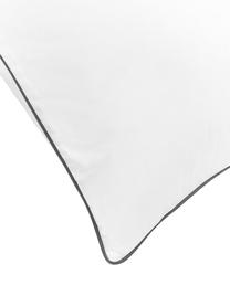 Funda de almohada de percal con ribete Daria, Blanco, gris oscuro, An 45 x L 110 cm