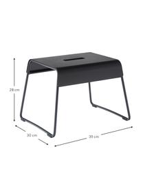 Metall-Hocker Aguina, Stahl, lackiert, Schwarz, B 39 x H 28 cm