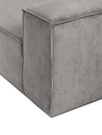 Modulo angolare in velluto a coste Lennon, Rivestimento: velluto a coste (92% poli, Struttura: legno di pino massiccio, , Piedini: plastica, Velluto a coste grigio, Larg. 119 x Prof. 180 cm, chaise-longue a sinistra