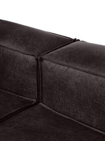 Narożna sofa modułowa XL ze skóry z recyklingu Lennon, Tapicerka: skóra z recyklingu (70% s, Stelaż: lite drewno, sklejka, Nogi: tworzywo sztuczne, Szarobrązowa skóra, S 329 x W 68 cm, prawostronna