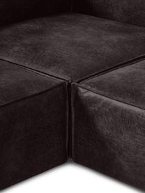 Narożna sofa modułowa XL ze skóry z recyklingu Lennon, Tapicerka: skóra z recyklingu (70% s, Stelaż: lite drewno, sklejka, Nogi: tworzywo sztuczne, Szarobrązowa skóra, S 329 x W 68 cm, prawostronna