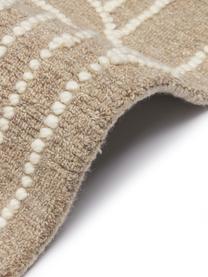 Alfombra artesanal de lana Arco, 100% lana, Beige y blanco crema estampado, An 80 x L 150 cm (Tamaño XS)