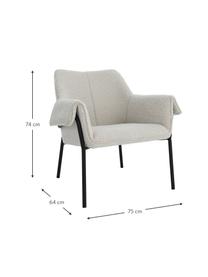 Fotel wypoczynkowy bouclé Effekt, Tapicerka: 100 % poliester, Stelaż: metal powlekany, Biały bouclé, S 75 x G 64 cm