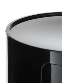 Table d'appoint design 3 compartiments, noir Componibili, Plastique (ABS), laqué, certifié Greenguard, Noir, Ø 32 x haut. 59 cm