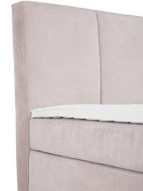 Boxspringbed Oberon, Matras: 5-zones pocketvering, Poten: kunststof, Geweven stof roze, 140 x 200 cm, hardheidsgraad H2