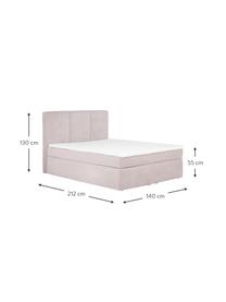 Łóżko kontynentalne Oberon, Nogi: tworzywo sztuczne, Blady różowy, S 140 x D 200 cm, stopień twardości H2