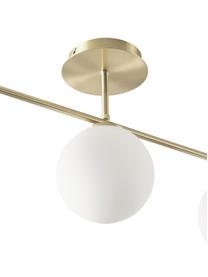 Lampada da soffitto in vetro opale Atlanta, Baldacchino: metallo ottonato, Bianco, ottonato, Ø 15 x Alt. 28 cm