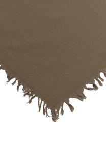 Tovaglia in cotone marrone con frange Nalia, Cotone, Marrone, Per 4-6 persone (Larg. 160 x Lung. 160 cm)