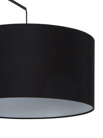 Lámpara arco grande Niels, estilo moderno, Pantalla: mezcla de algodón, Cable: cubierto en tela, Negro, negro mate, Ø 50 x Al 218 cm