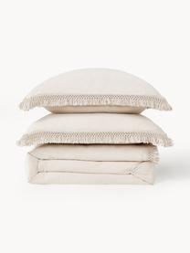 Funda nórdica de algodón con flecos Abra, 100% algodón ecológico con certificado BCI
Densidad de hilo 165 TC, calidad estándar

El algodón da una sensación agradable y suave en la piel, absorbe bien la humedad y es adecuado para personas alérgicas.

El material utilizado en este producto ha sido probado contra sustancias nocivas y está certificado según STANDARD 100 por OEKO-TEX® (10817CIT, CITEVE)., Beige, Cama 90 cm (155 x 220 cm)