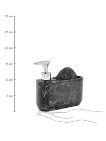 Súprava dávkovača na mydlo s mramorovým vzhľadom Bubble, 2 diely, Čierna, mramorovaná, odtiene striebornej, Š 19 x V 16 cm